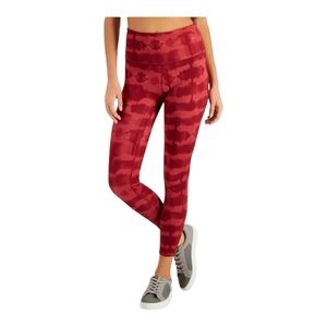 New IDEOLOGY Womens Maroon Moisture Wicking Tie Dye High Waist Leggings Large